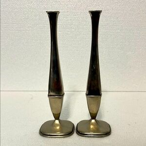 Two Leonard Silverplated Bud Vases